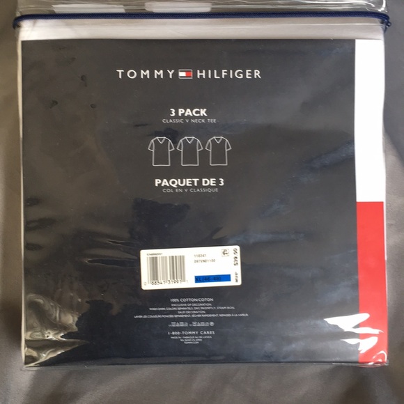 Tommy Hilfiger V-Neck T-Shirt, 3 Pack, White, Medium - Picture 2 of 4